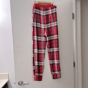 Pink - red plaid pj pants with pockets (XL) holiday